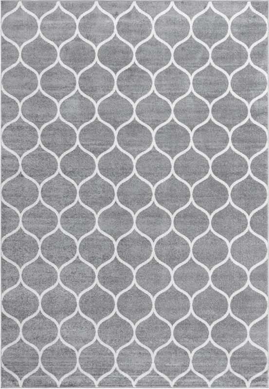 7' x 10' Ingram · Lattice rug, gray and ivory