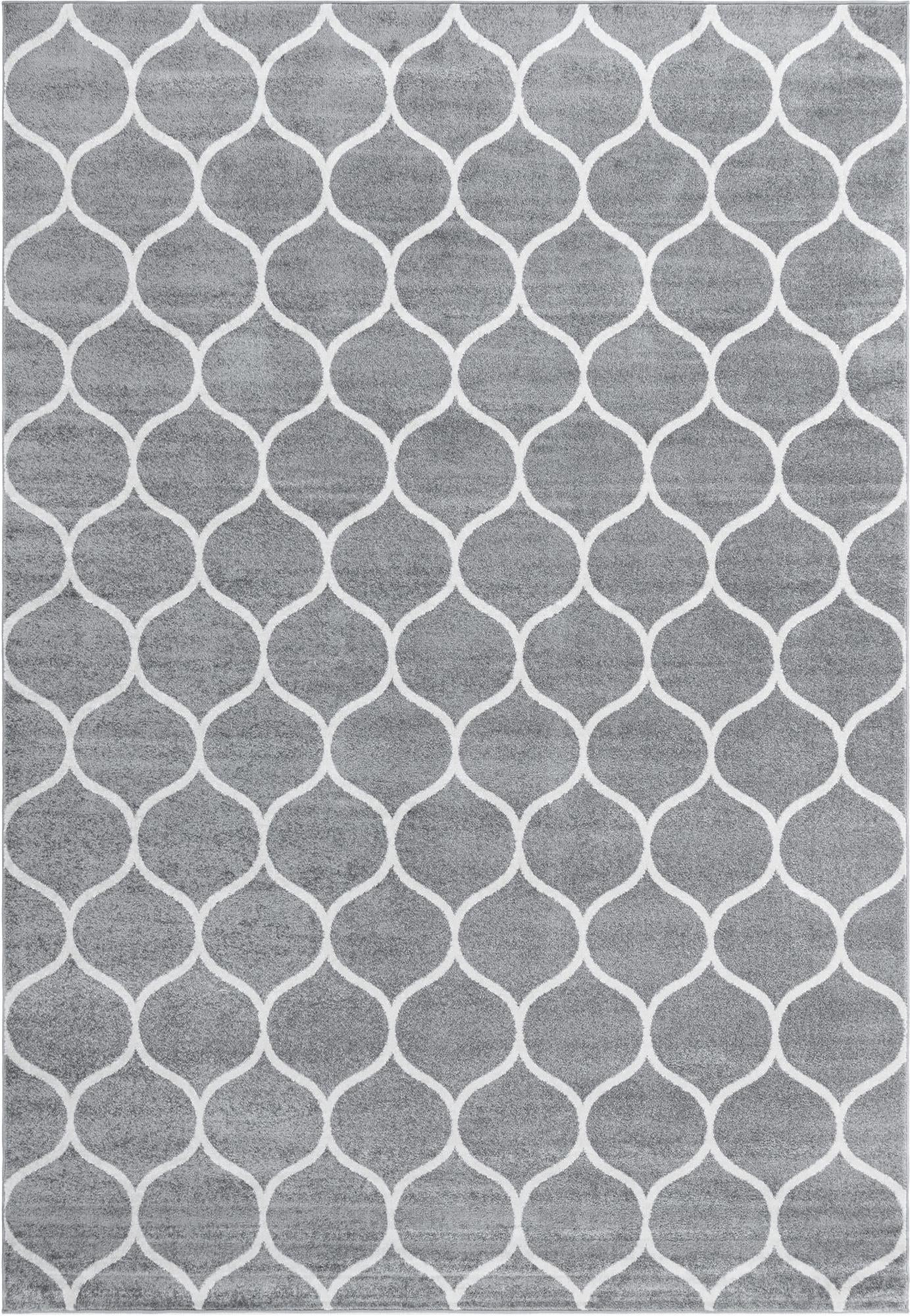 7' x 10' Ingram · Lattice rug, gray and ivory