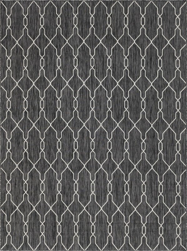9' x 12' Bronson · Geometric Outdoor Rug, charcoal