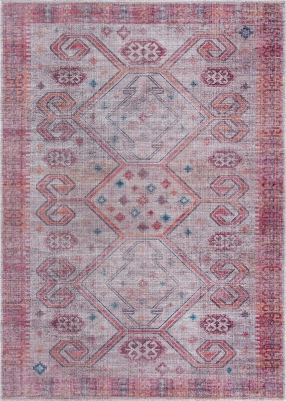 Bascom · Geometric medallion Washable Rug, rust and beige