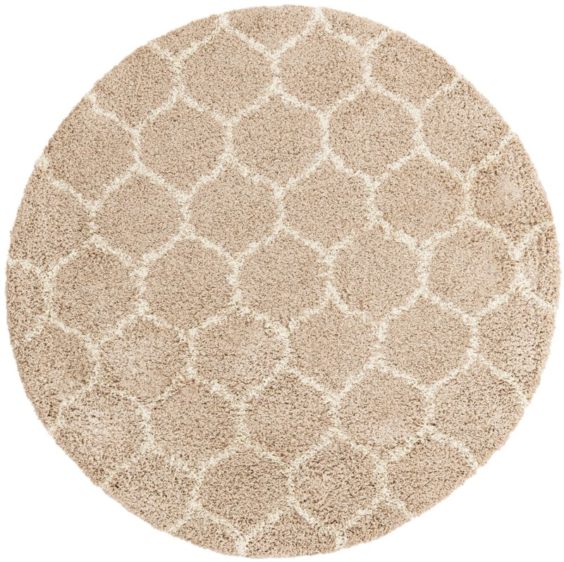 6' x 6' Barnett · Lattice Shag Rug, light brown and ivory