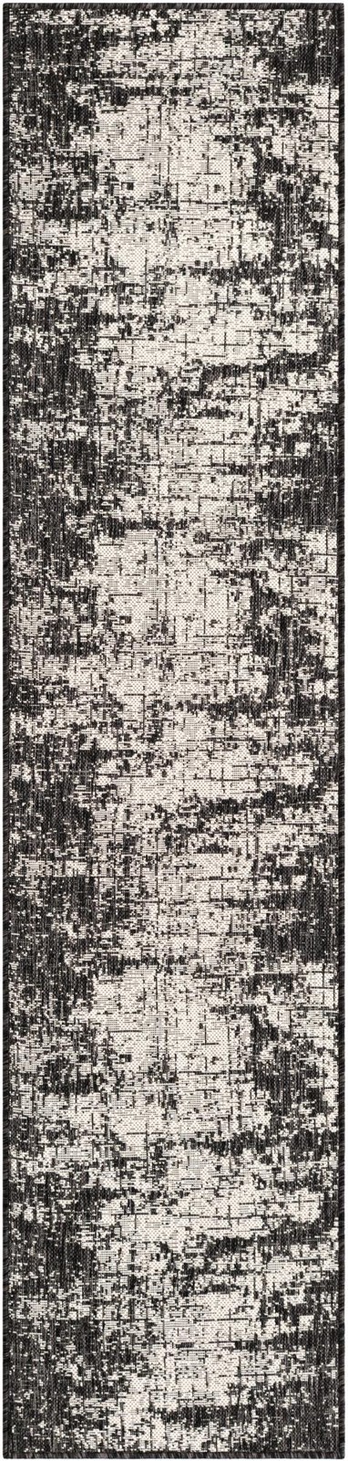 2' x 8' Rigby · Abstract Outdoor Rug, black and white
