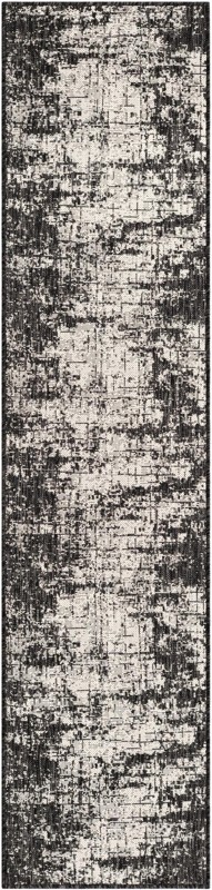 2' x 8' Rigby · Abstract Outdoor Rug, black and white