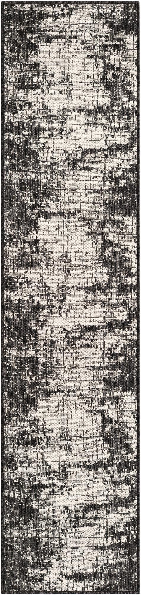 2' x 8' Rigby · Abstract Outdoor Rug, black and white