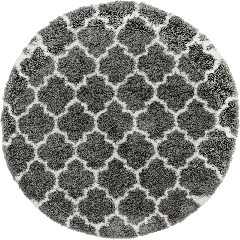 5' x 5' Jameson · Lattice shag rug, gray and ivory