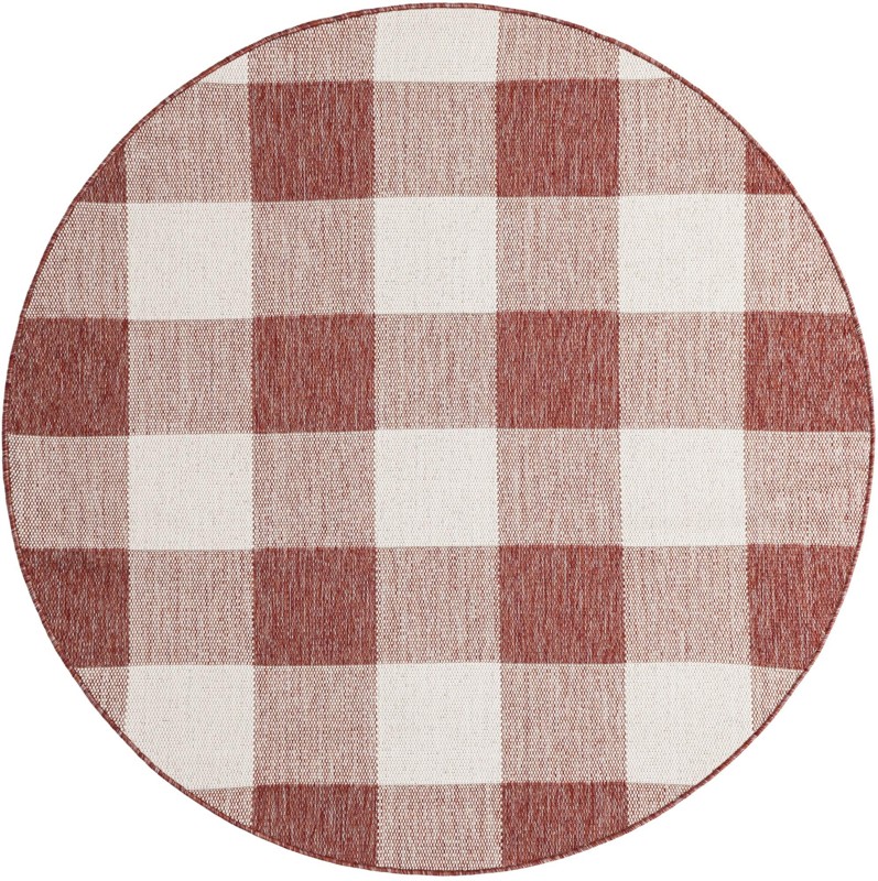 6' x 6' Ramona · Checkered Outdoor Rug, red