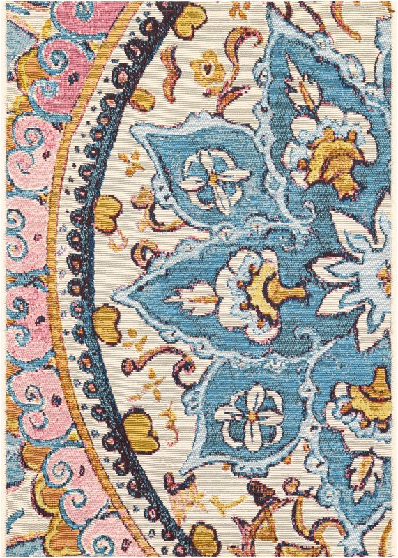 Welton · Floral medallion Outdoor Rug, multi and beige
