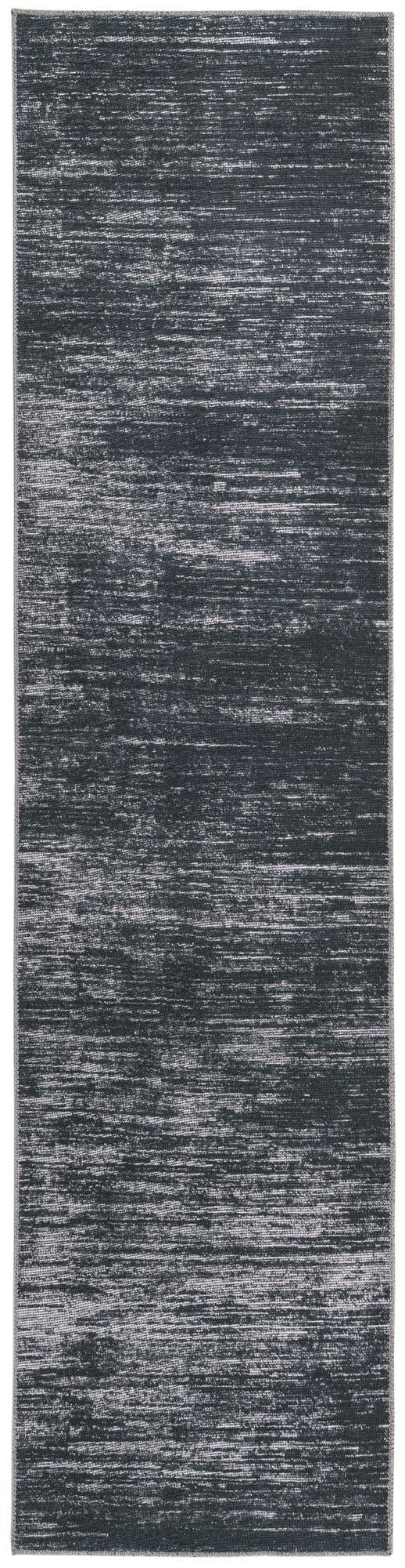 2' 6 x 10' Prewitt · Linear abstract rug, black and ivory