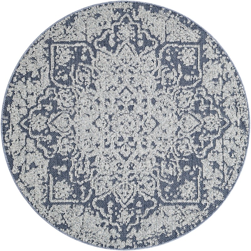 5' 3 x 5' 3 Cotter · Medallion Outdoor Rug, navy blue
