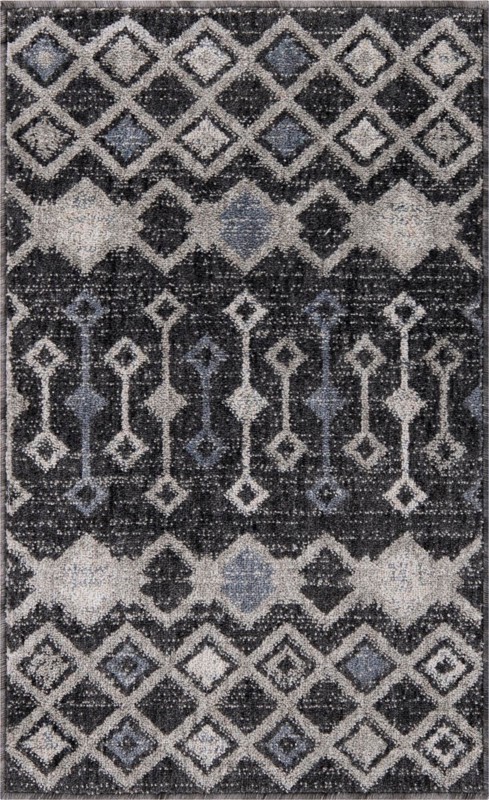 2' x 3' Harlan · Geometric rug, charcoal and ivory