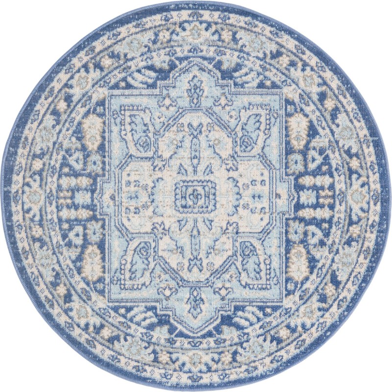 3' 3 x 3' 3 Jessup · Border rug, french blue