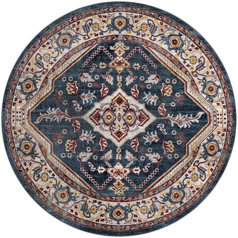 7' 10 x 7' 10 Murray · Medallion Washable Rug, navy and gold