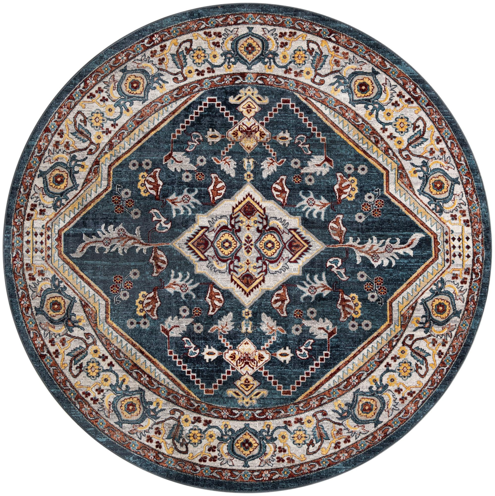 7' 10 x 7' 10 Murray · Medallion Washable Rug, navy and gold
