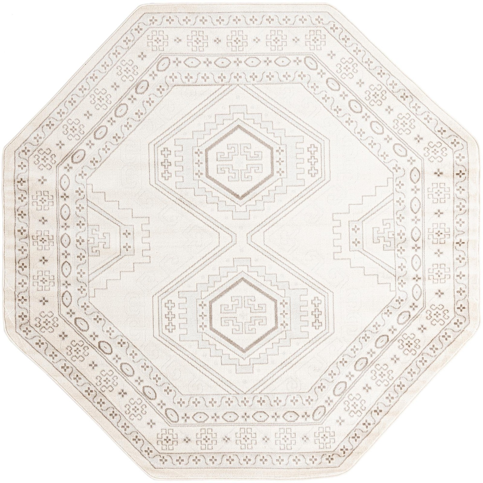 7' 10 x 7' 10 Harmon · Geometric diamond rug, ivory and brown