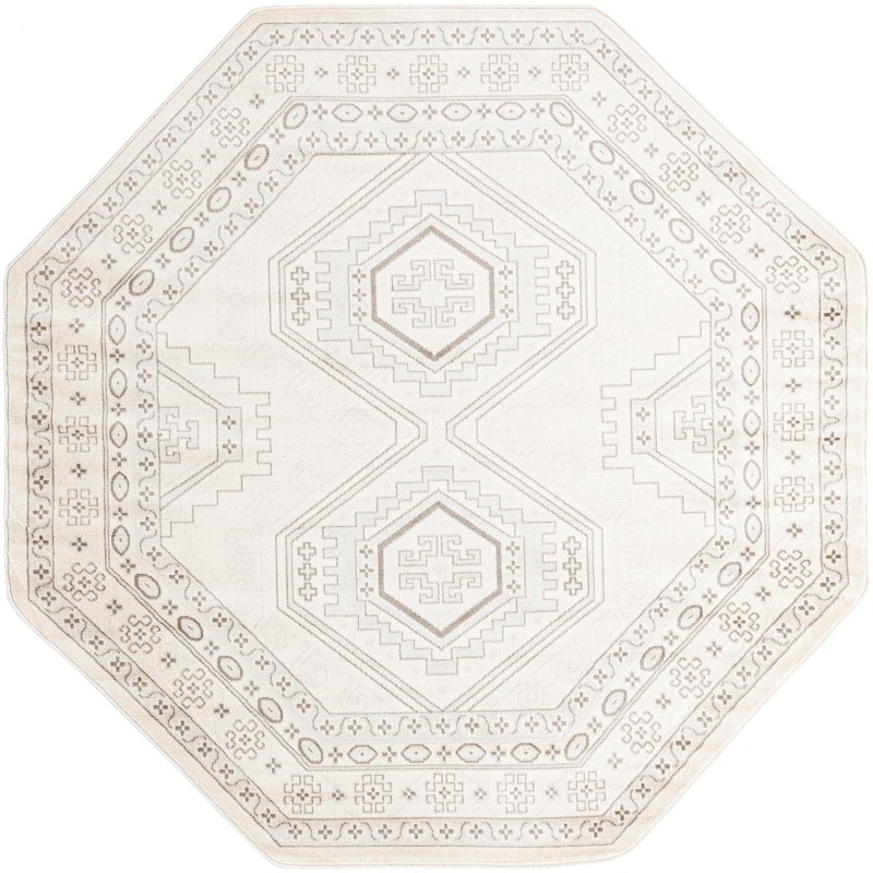 Harmon · Geometric diamond rug, ivory and brown