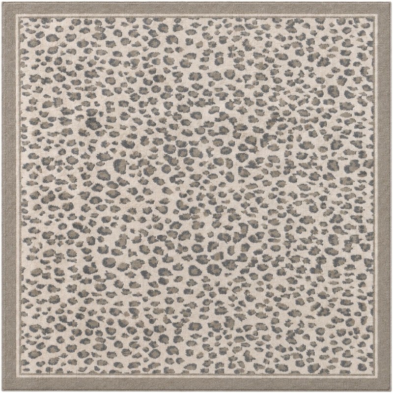 6' x 6' Butte · Leopard print rug, gray and taupe