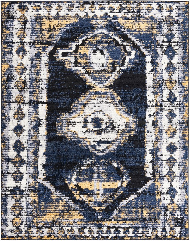 7' 10 x 10' Corbin · Border rug, blue