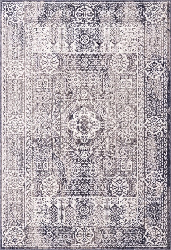 5' 3 x 7' 10 Beaman · Distressed medallion rug, gray and ivory
