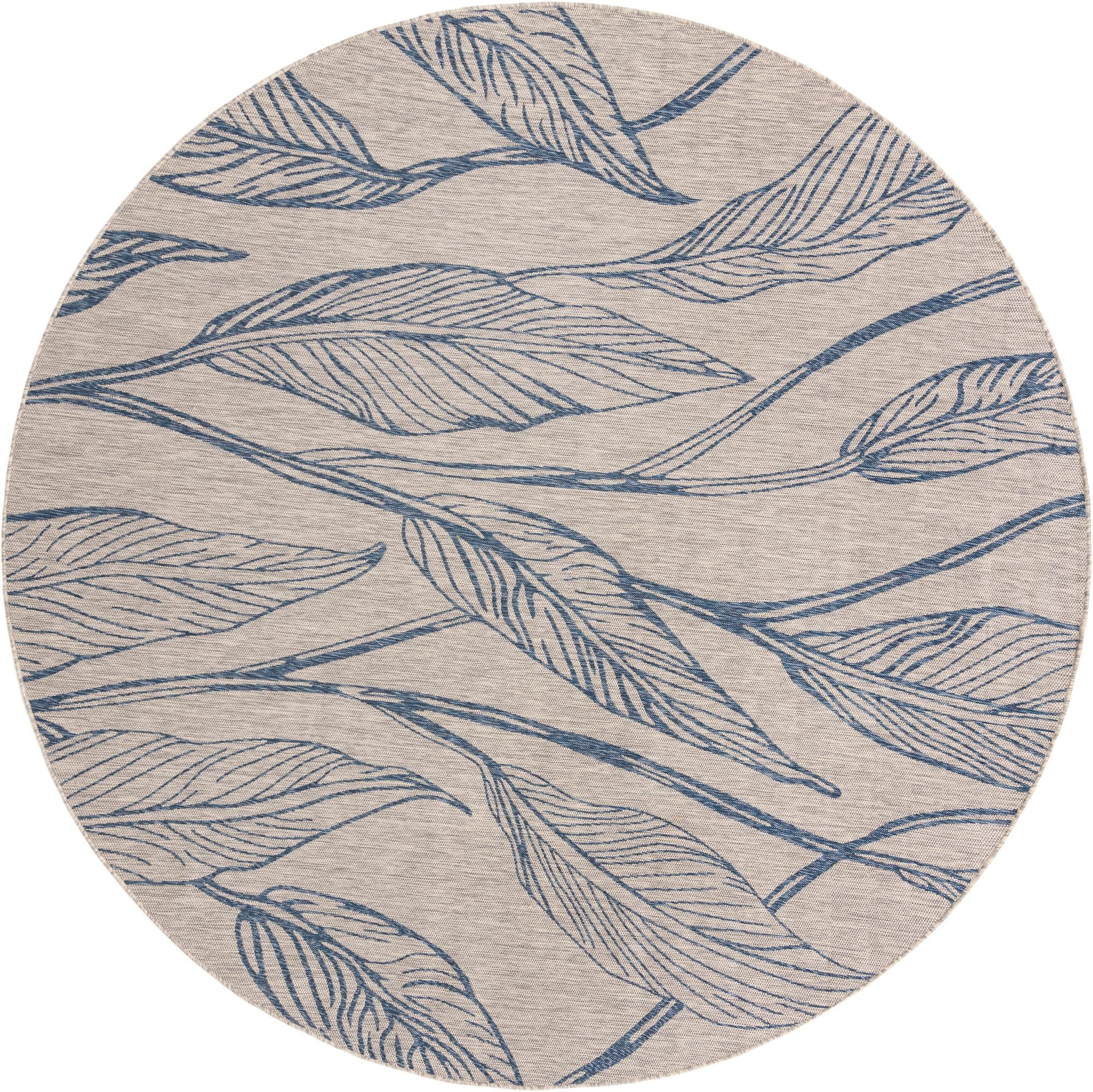 10' 8 x 10' 8 Milton · Floral / botanical Outdoor Rug, gray