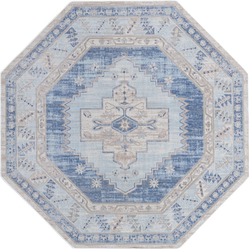 7' x 7' Ligonier · Border rug, sky blue