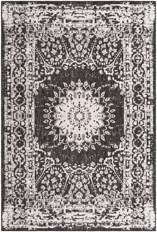 Royce · Border Outdoor Rug, black and white