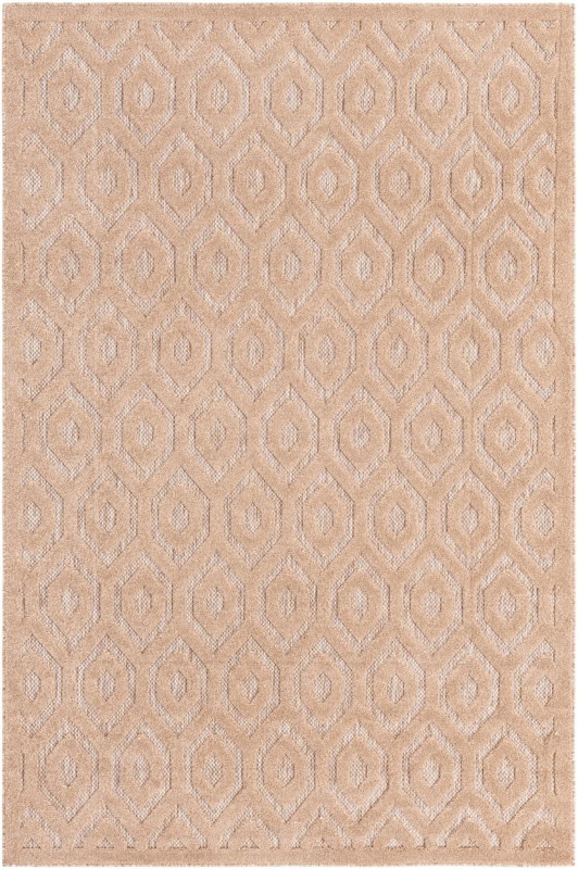 6' x 9' Roanoke · Geometric lattice Outdoor Rug, warm beige