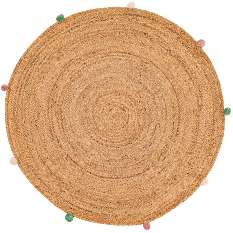 4' 1 x 4' 1 Godwin · Solid Wool Braided Jute Rug, multi