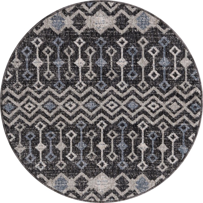 3' 3 x 3' 3 Harlan · Geometric rug, charcoal and ivory