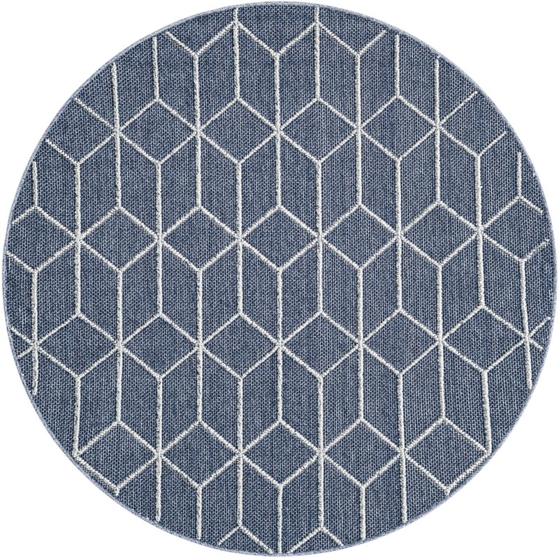 5' 3 x 5' 3 Jasper · Geometric Outdoor Rug, navy and white