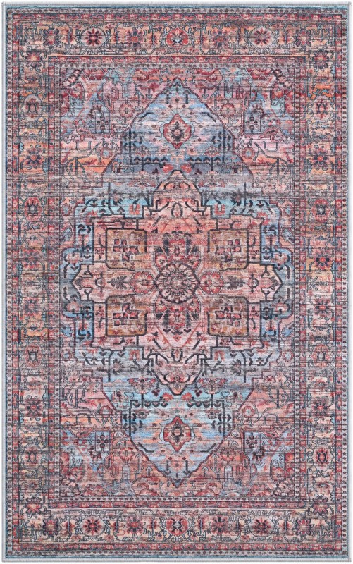 3' 3 x 5' 3 Sawyer · Medallion rug, rust and blue