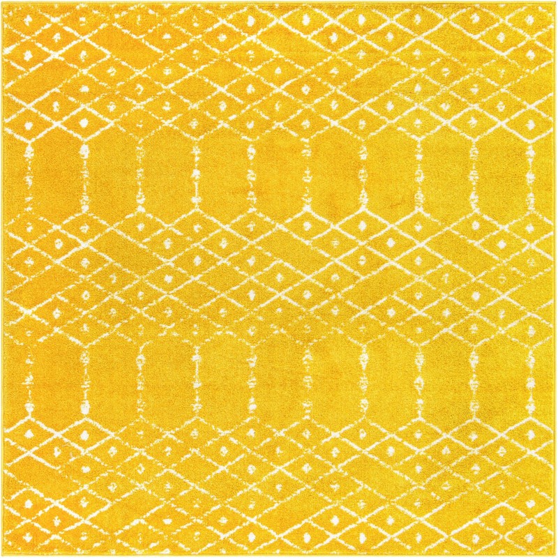5' 3 x 5' 3 Newcomb · Diamond rug, yellow