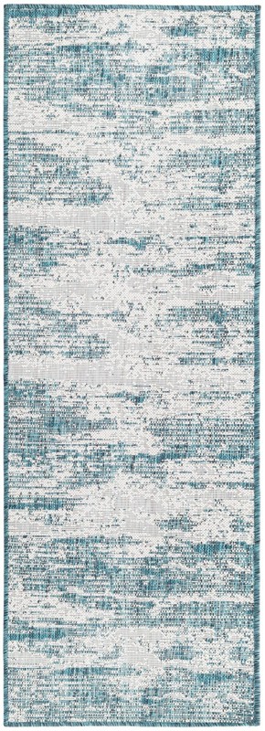 2' x 6' Henley · Abstract Outdoor Rug, teal