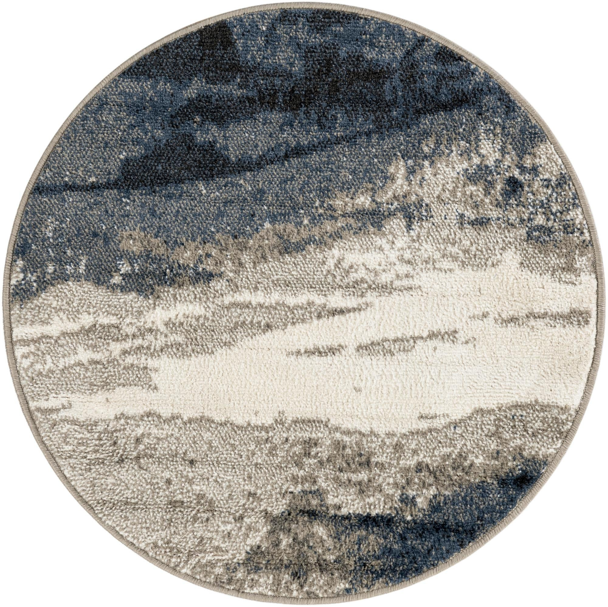 3' x 3' Satterfield · Abstract rug, blue and ivory