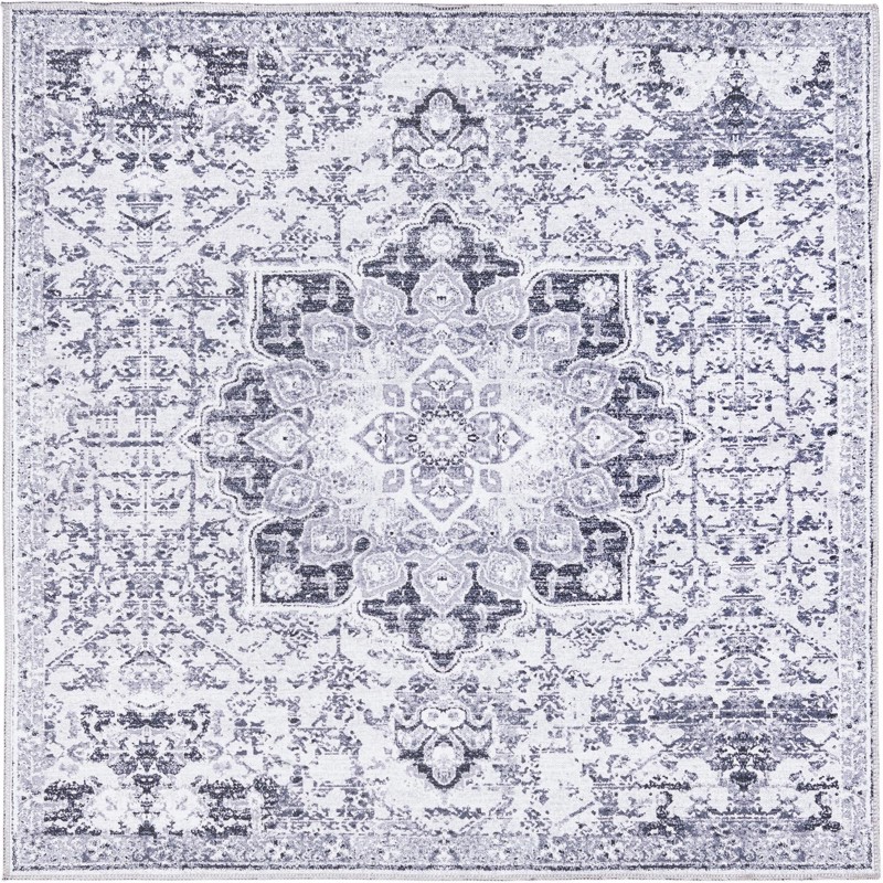 Rideout · Distressed medallion Washable Rug, gray and ivory
