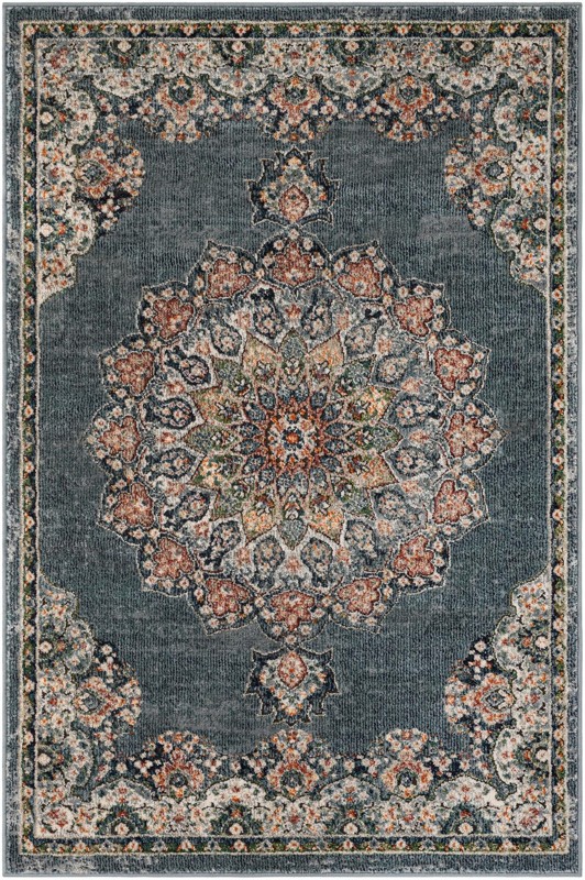 Neale · Medallion rug, slate blue and rust