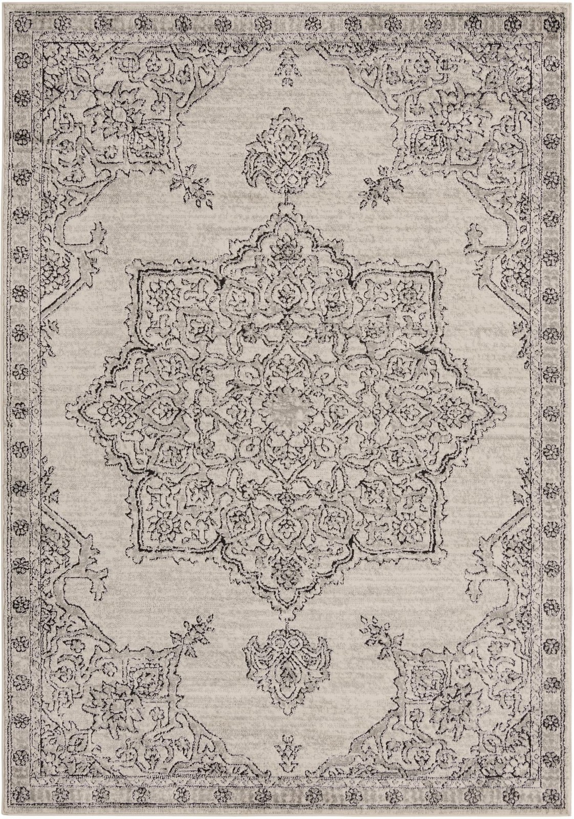 6' x 9' Wade · Medallion rug, ivory and gray