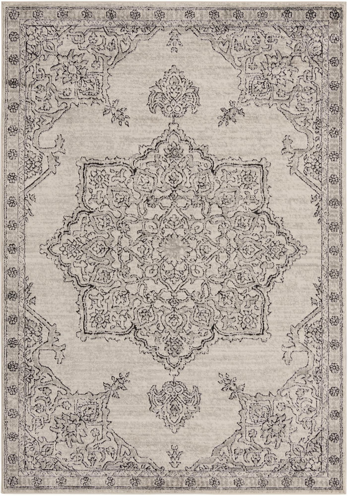 6' x 9' Wade · Medallion rug, ivory and gray