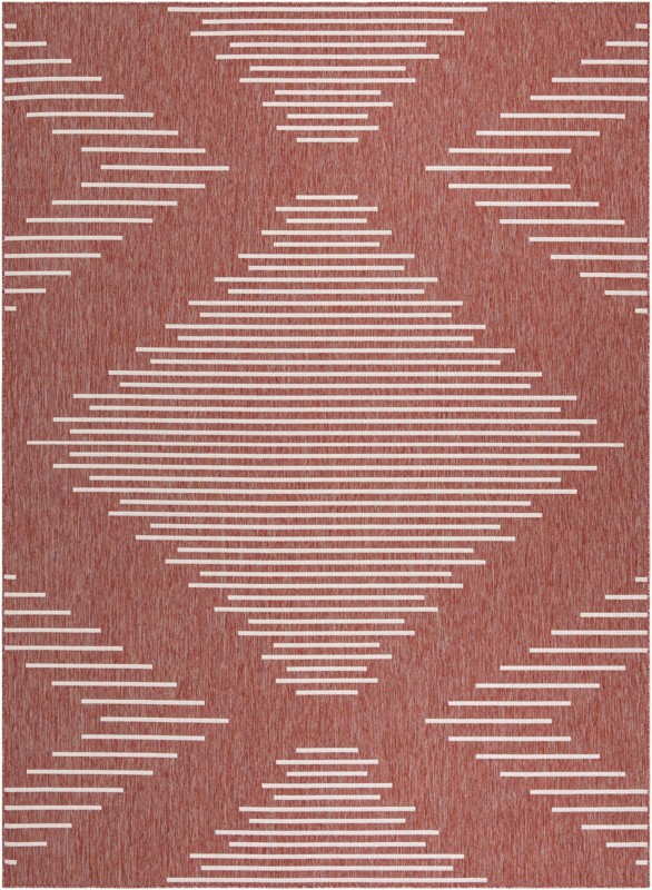 10' x 13' Harlow · Diamond Outdoor Rug, rust red