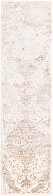 2' x 8' Hilton · Faded medallion rug, cream and brown