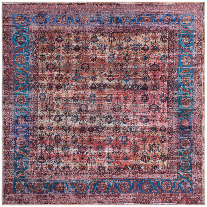 7' 3 x 7' 3 Croft · Persian Washable Rug, antique pink and blue
