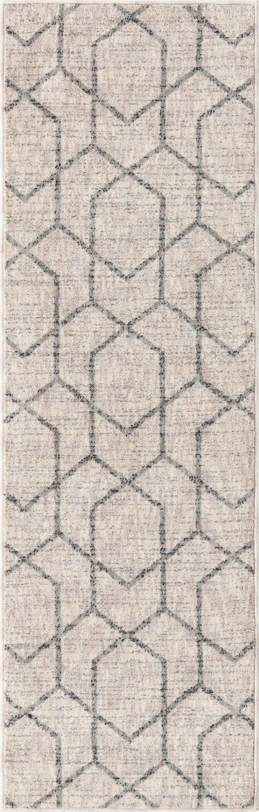 2' x 6' Glenwood · Geometric trellis rug, ivory and gray