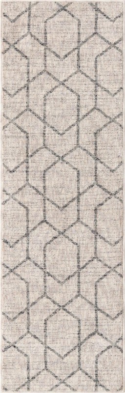 2' x 6' Glenwood · Geometric trellis rug, ivory and gray
