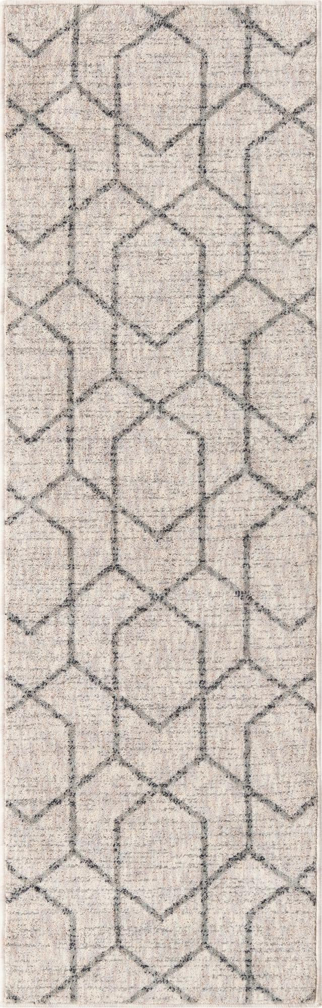 2' x 6' Glenwood · Geometric trellis rug, ivory and gray