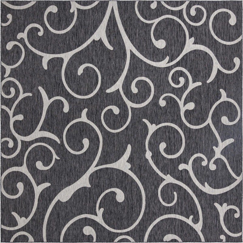 Shale · Floral / botanical Outdoor Rug, charcoal