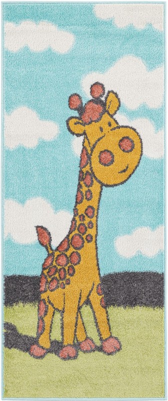 2' 2 x 5' 1 Tennyson · Giraffe rug, blue, yellow and green