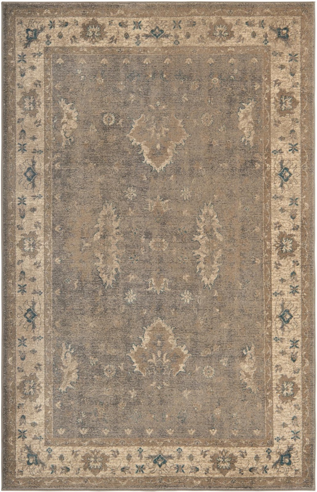 5' x 8' Leland · Medallion rug, gray and beige