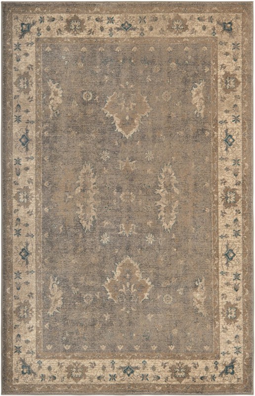 5' x 8' Leland · Medallion rug, gray and beige
