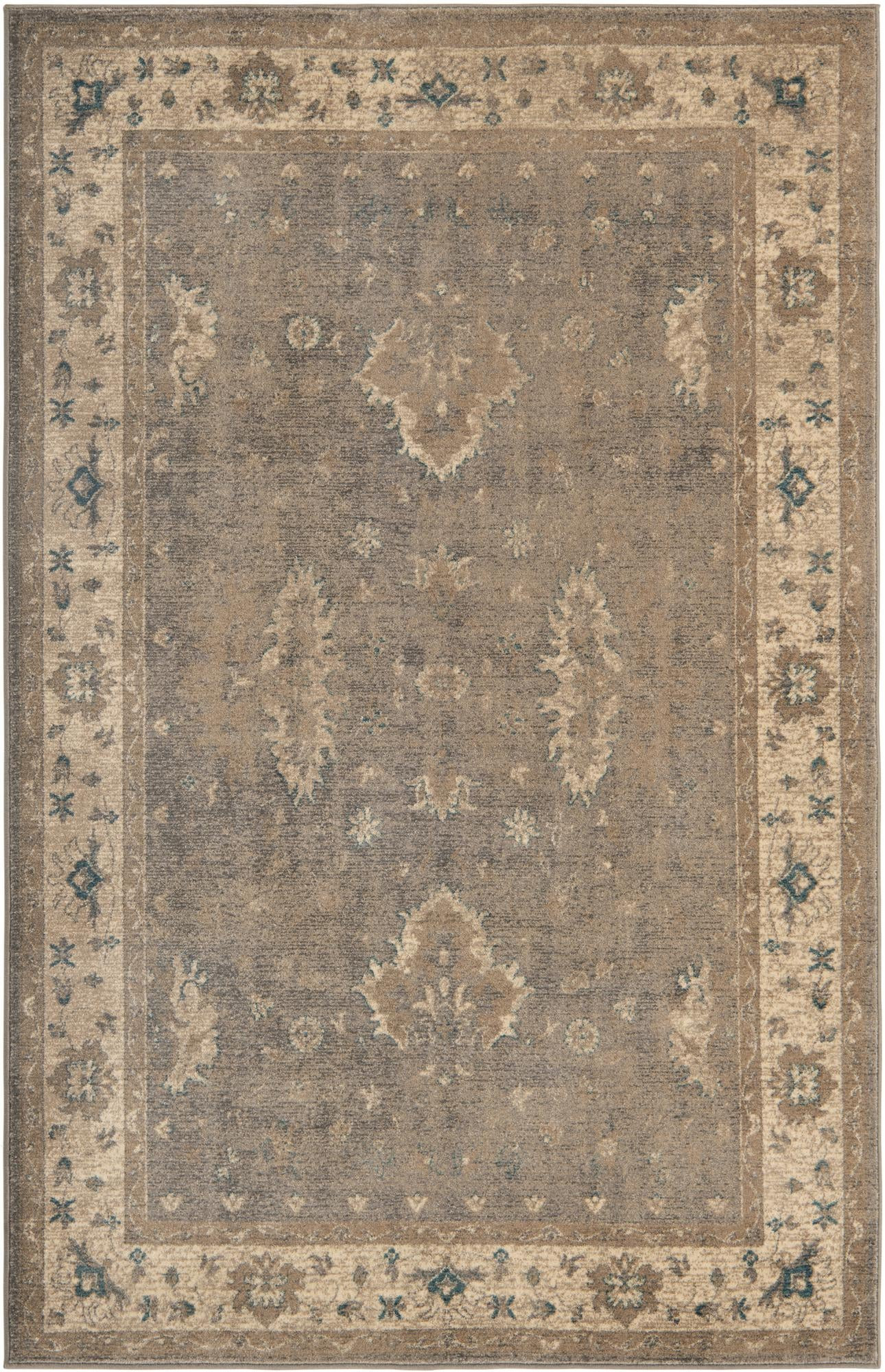 5' x 8' Leland · Medallion rug, gray and beige