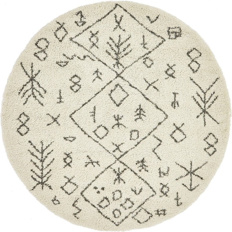 8' x 8' Jameson · Tribal diamond Shag Rug, ivory and gray