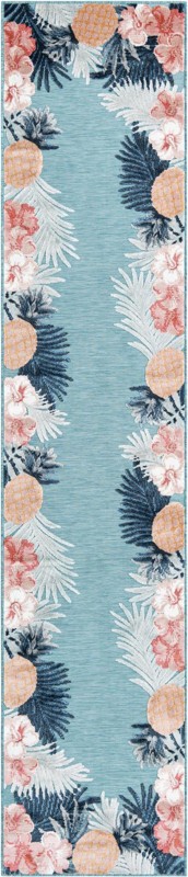 2' 7 x 12' Kirwan · Border Outdoor Rug, blue
